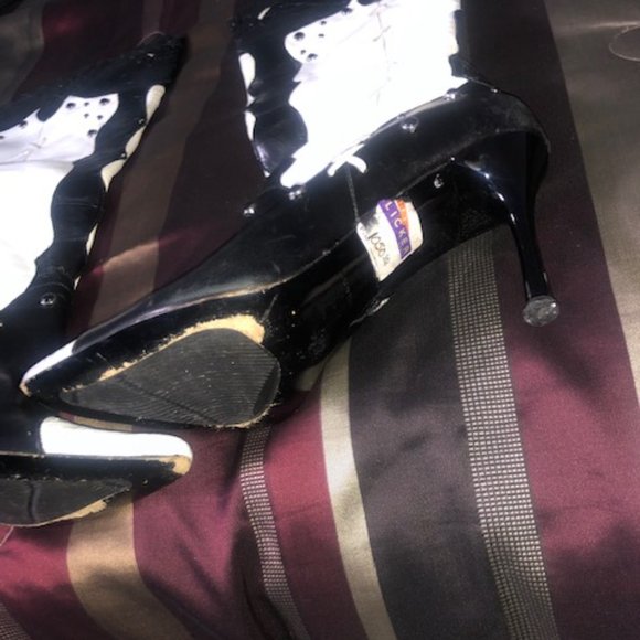SEXY BLACK & WHITE MAURI AUTHENTIC ALLIGATOR BOOTS 3INCH HEELS SIZE 7 - Picture 2 of 7